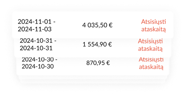 Išmokėjimų istorija ir statistika