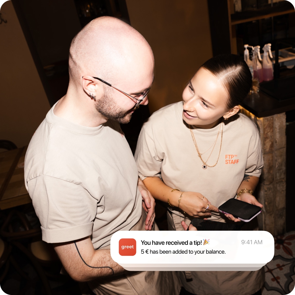 Staff using Greet app