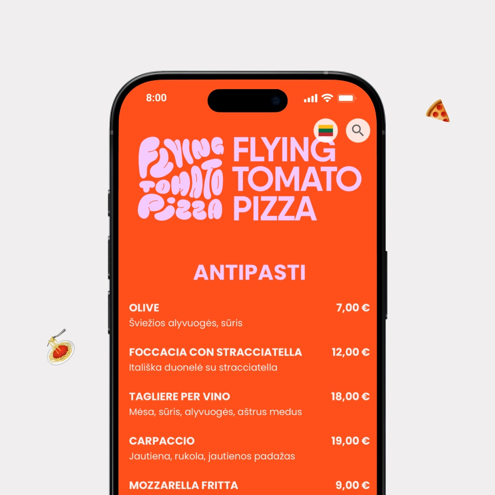 Custom digital menu design