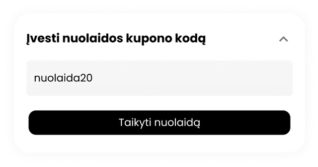 Nuolaidų kodų įvedimas