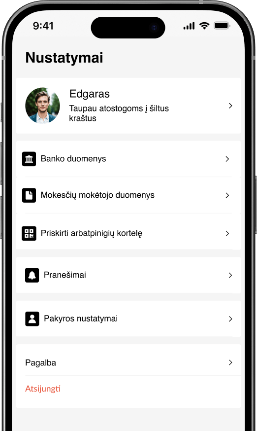 Padavėjų programėlės profilis