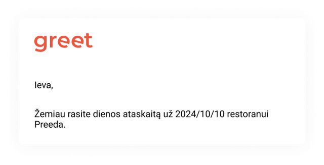 Dienos suvestinė į el. paštą