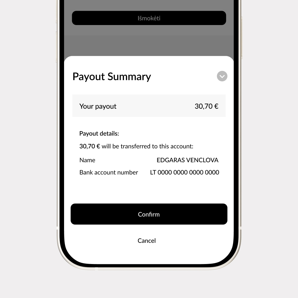 Tips payout app UI