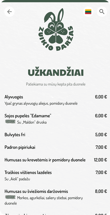 menu example