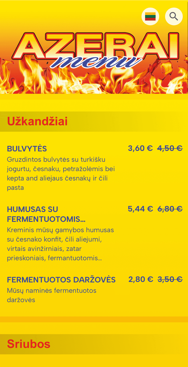 menu example