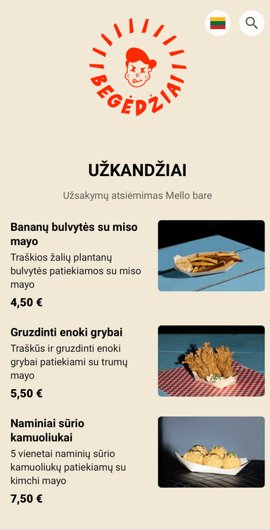 menu example