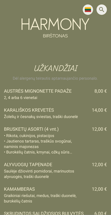menu example