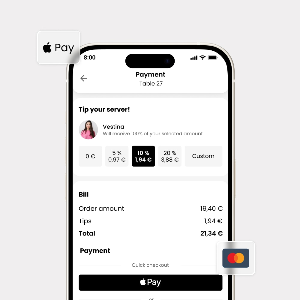 guest scans tip card