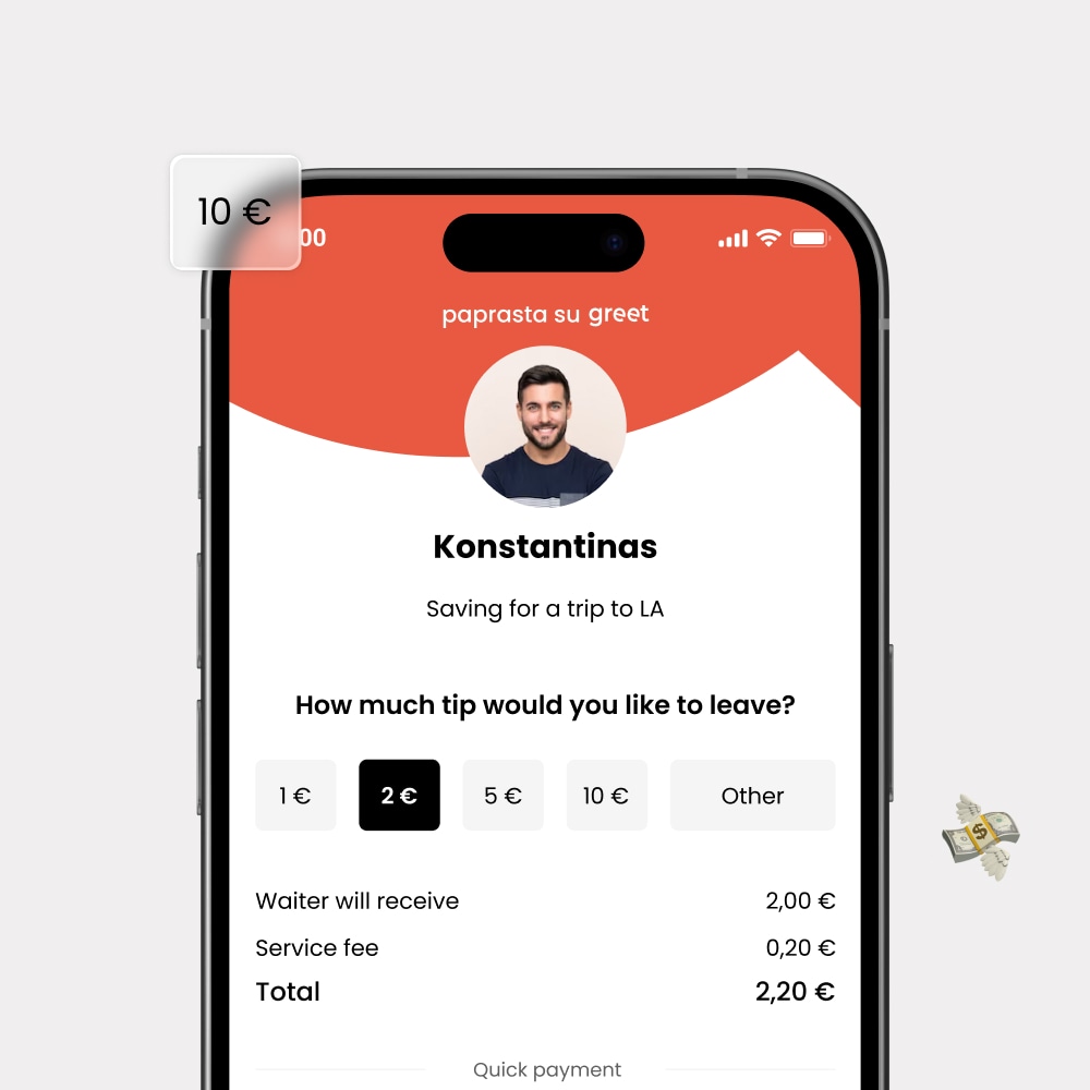 Tip amount selection