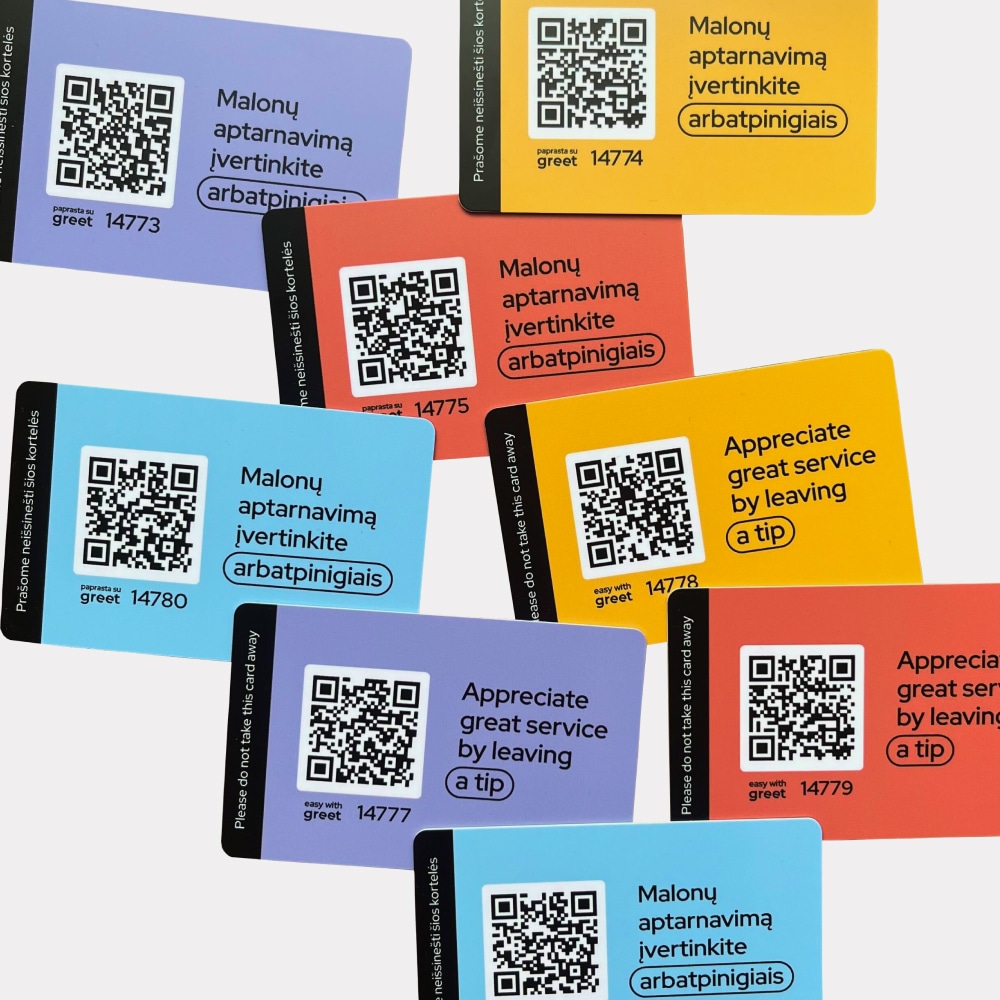 Colored tips cards